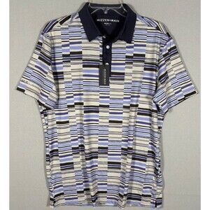 NWT Mizzen + Main Versa Polo Mens M Geometric Trim Fit AOP Performance Golf